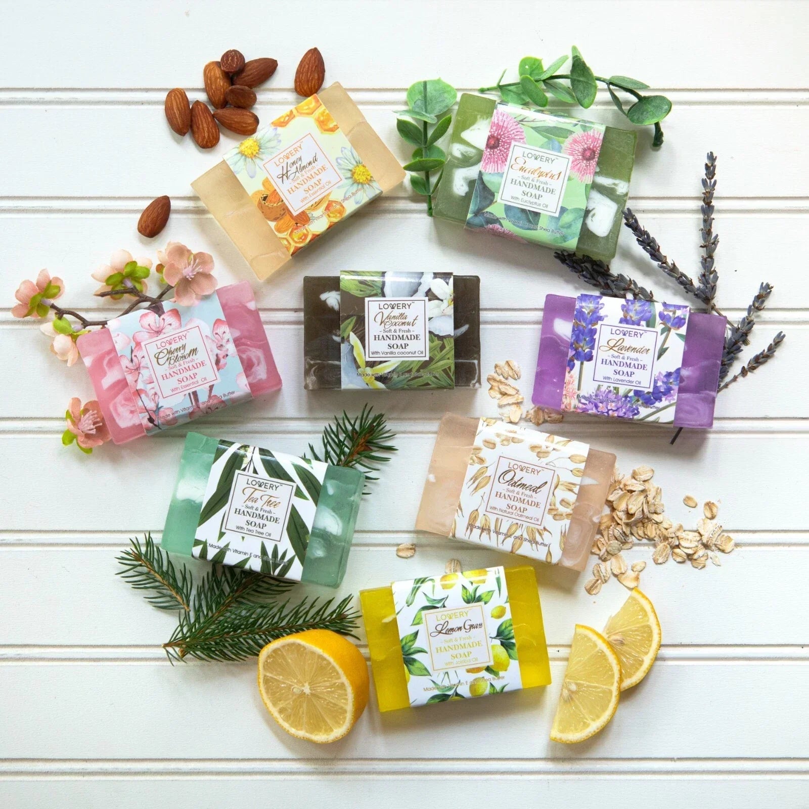 Handmade Soap Set - 8 Piece Variety Pack Luxury Bath Soap Gift Box - 100g Each